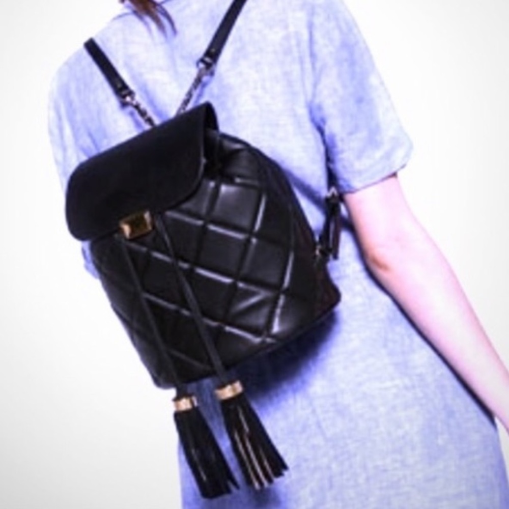 ZARA Black Quilted Backpack NEW - Picture 4 of 4